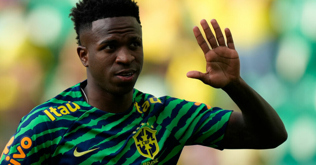 "Jag hoppas att min familj är väldigt stolt", sa Real Madrid spelaren Vinicius Júnior vid en ceremoni på Maracana Stadium i Rio de Janeiro. Arkivbild. Vinicius Júnior-lag klar