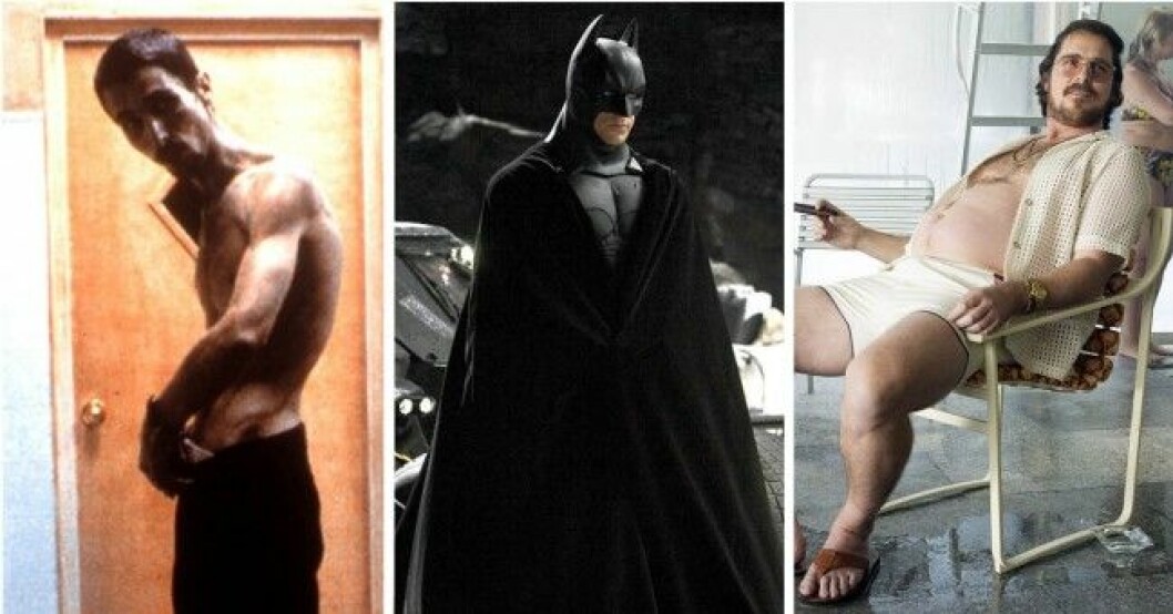 Christian Bale i <em>The Machinist</em>, <em>Batman Begins</em> och <i>American Hustle.</i> Foto: IBL Foto: IBL