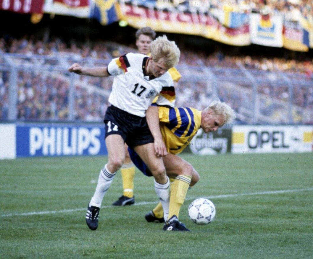 Europameisterschaft 1992. Halbfinale: Deutschland - Schweden (3:2) 21.6. in Stockholm. Stefan Effenb