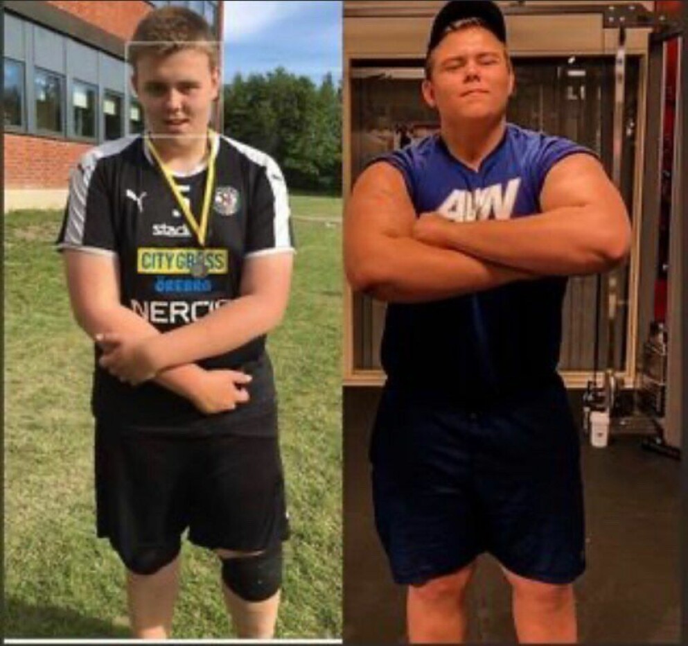 När Emil Almeen började träna vägde han 140 kilo. Idag väger han runt 128 kilo och är 1.83 lång. Emil Almeen