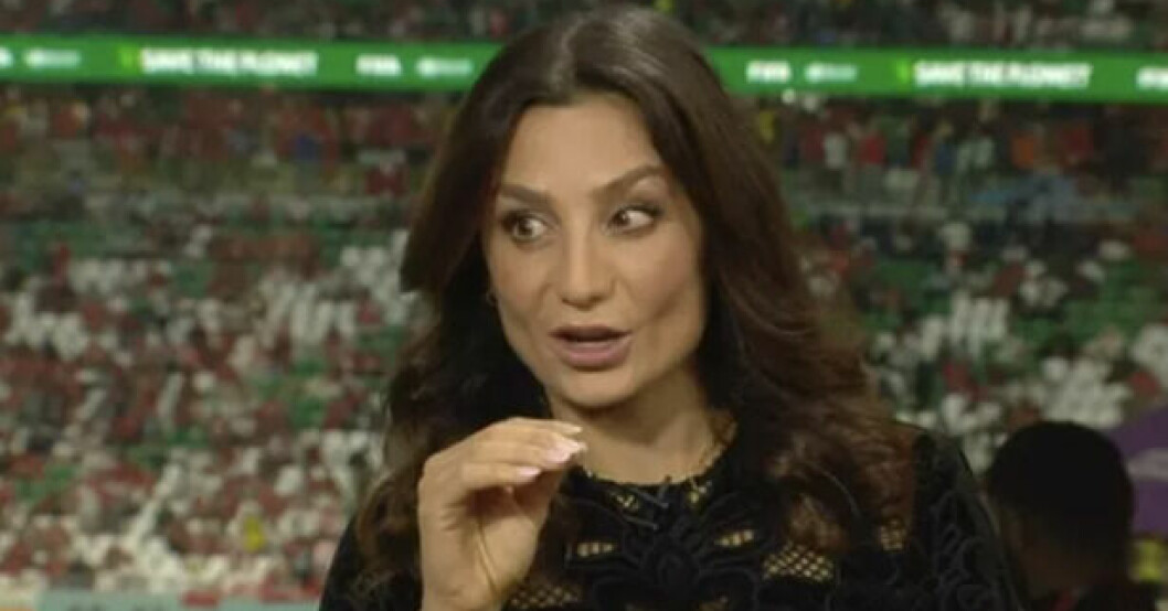 Nadia Nadim under ITV:s sändning från VM i Qatar.