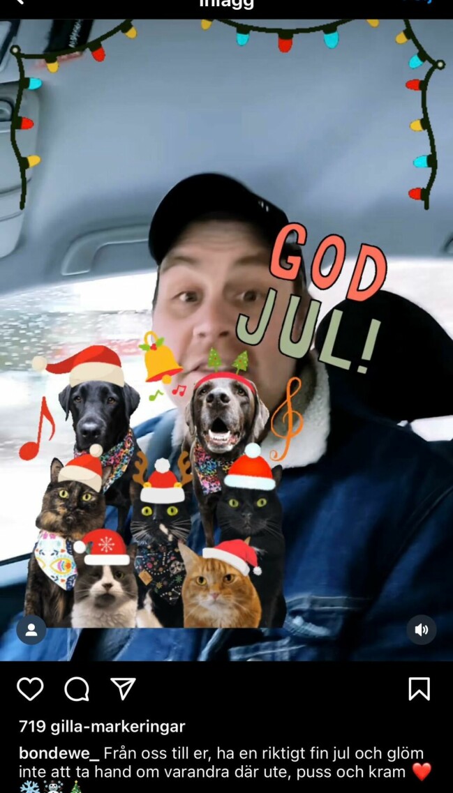 Backis och Evelina önskar god jul! Backis i bilen