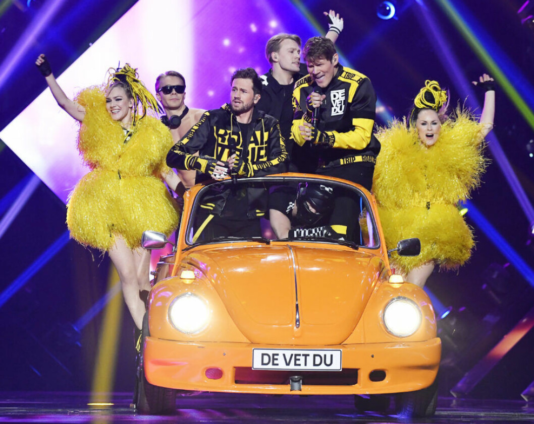 De vet du – Christopher Martland, Johan Gunterberg, Tor Wallin, Fredrik Thernell – DJ Hunk<br>Melodifestivalen, Göteborg, 2017-02-04<br>(c) Karin Törnblom / IBL