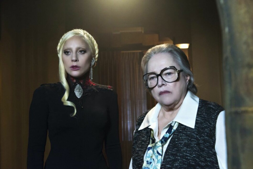 AMERICAN HORROR STORY, (from left): Lady Gaga, Kathy Bates, 'Flicker' (Season 5, ep. 507, aired November 18, 2015). photo: Prashant Gupta / ©FX / courtesy Everett Collection (c) Everett Collection / IBL