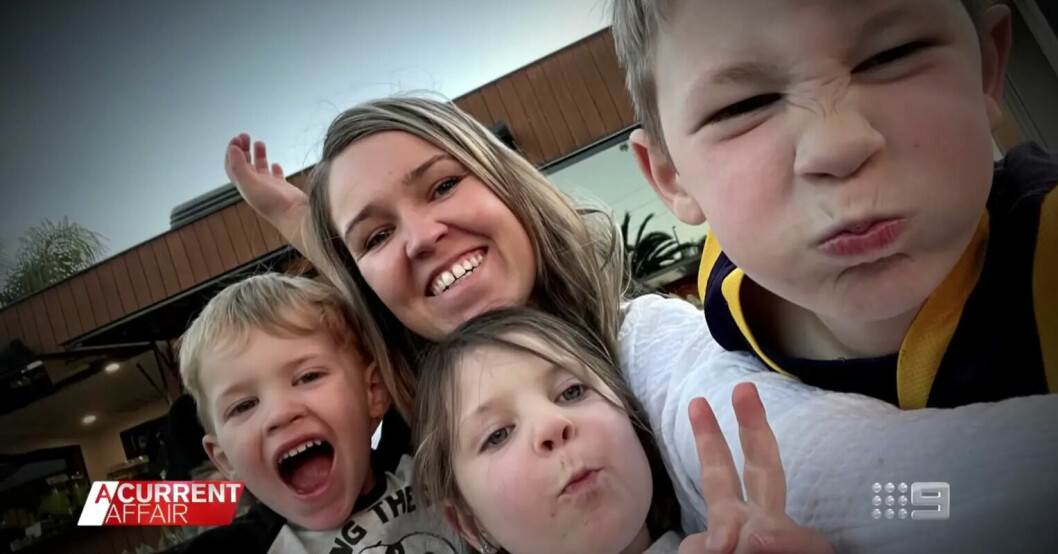 Mamma Renee, med barnen Hudson, 8, Holly, 6, och Austin, 4.