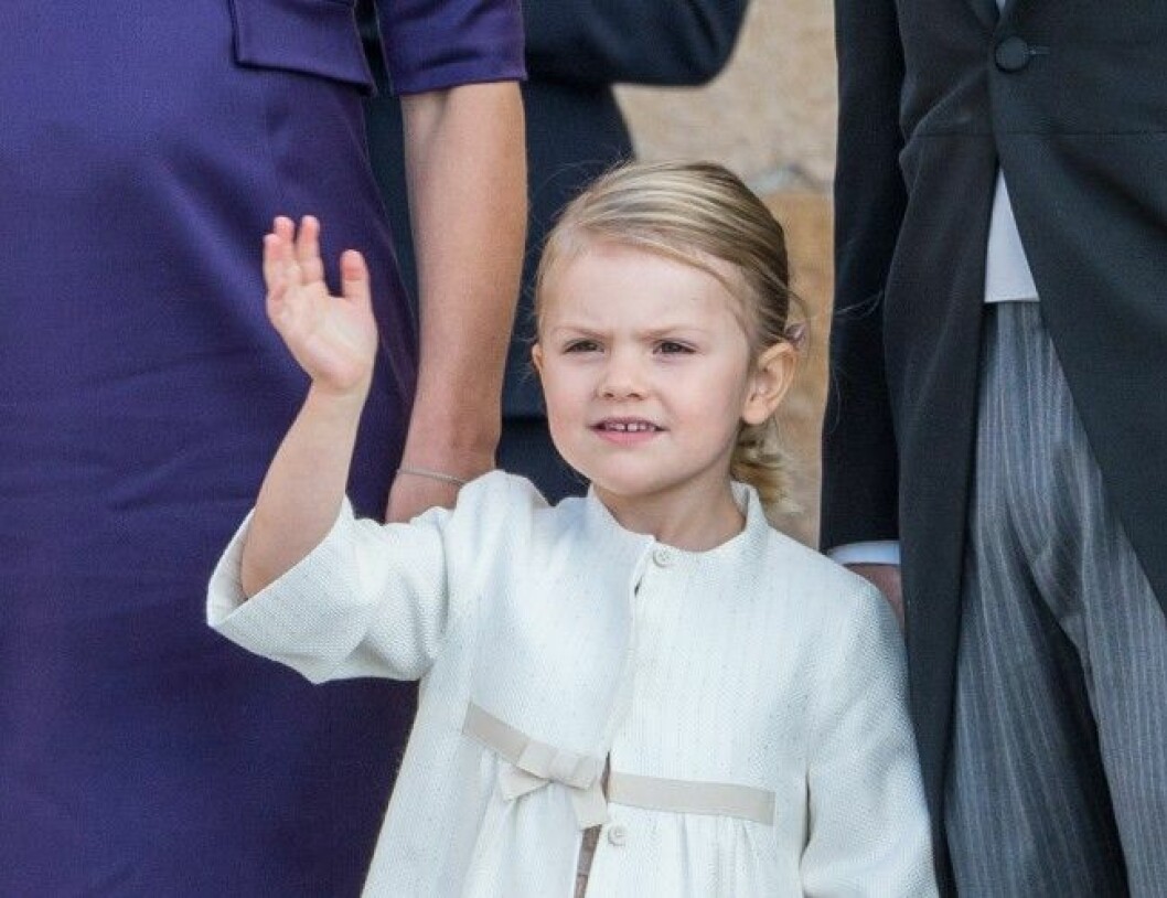 Foto: All Over Press 2015-10-11, Drottningholm Palace Church, Sweden In pic: Princess Estelle Today was the baptism of Princess Madeleine and Christopher O'Neill's son - Prince Nicolas at the Drottningholm Palace Church. From the swedish royal family was also King Carl Gustaf, Queen Silvia, Crown Princess Victoria, Prince Daniel, Estelle, Prince Carl Philip and Princess Sofia attended. After the naming ceremony that began at 12:00 gave the royal couple a reception inside the Drottningholm Palace. Pictures of this event. All Over Press