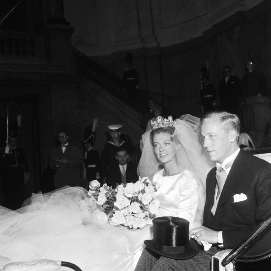 Prinsessan Birgitta och prins Johann Georg av Hohenzollern-Sigmaringen gifte sig 1961. Foto: IBL Prinsessan Birgitta och prins Johann Georg av Hohenzollern-Sigmaringen gifte sig 1961. Foto: IBL