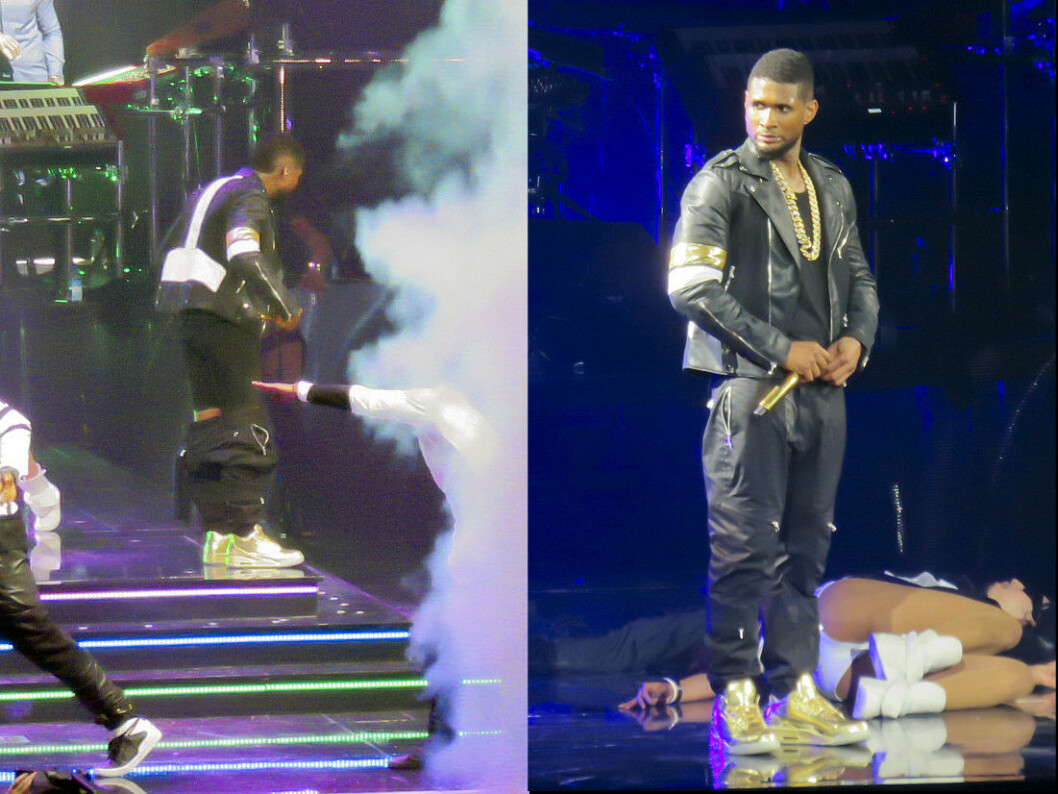 Foto: All Over Press EXCLUSIVE: Usher Raymond's pants fall down during 'UR Experience' Tour stop