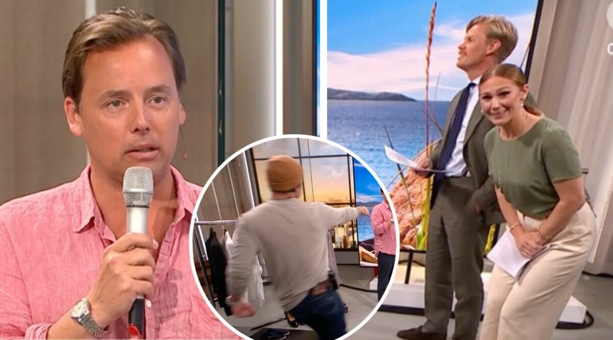 Kaoset i Nyhetsmorgon – här springer okända mannen in i studion!