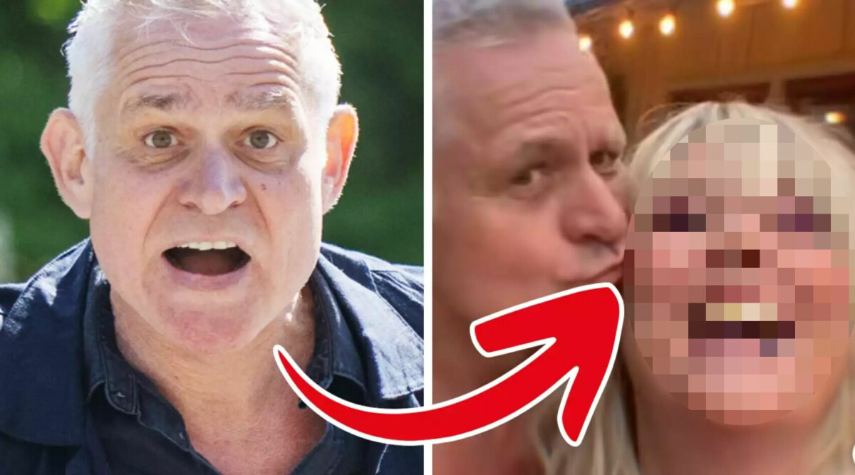 Här kysser Rickard Olsson sångerskan bakom Allsångsscenen: "Hade inte räknat med att det var kameror"