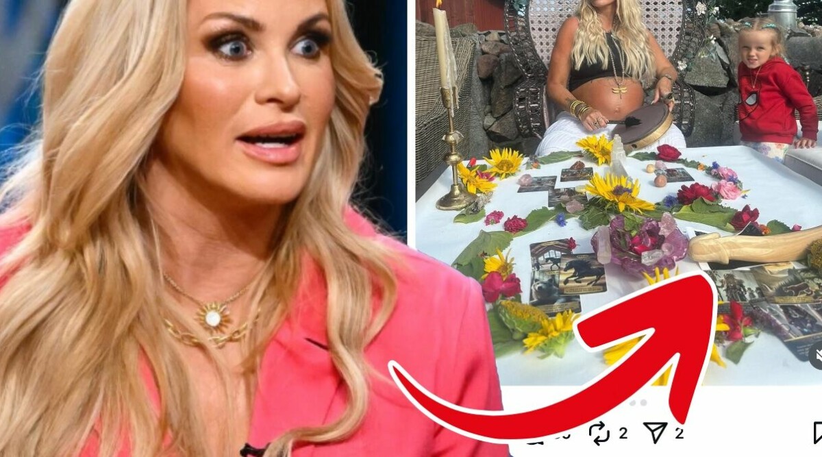 Carolina Gynnings bild skapar reaktioner – dottern bredvid jättedildon