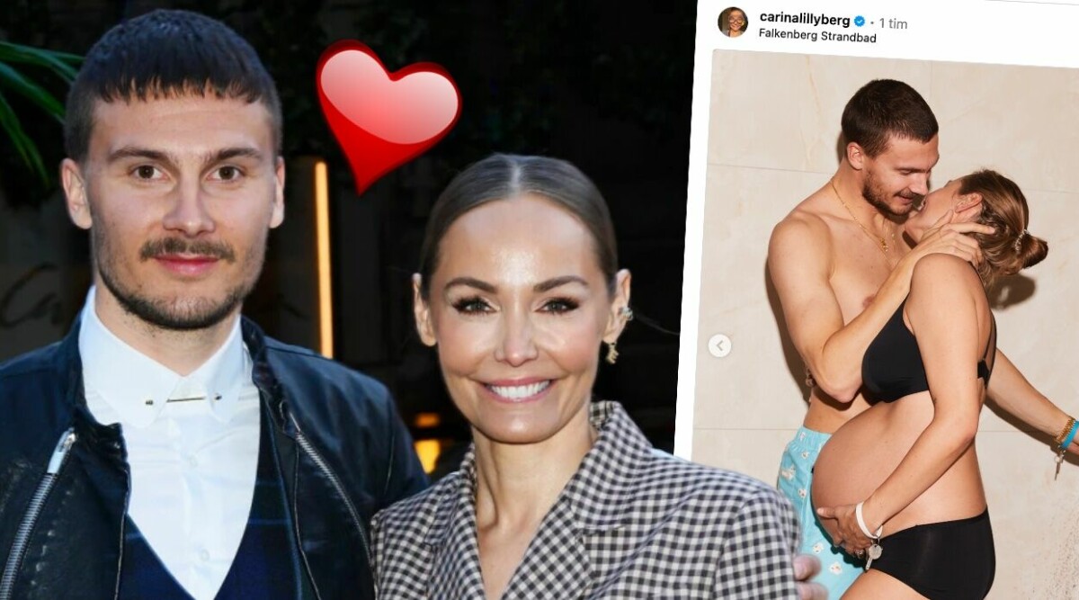 Carina Berg visar upp gravidmagen: ”Familj som fyller upp hela poolen”