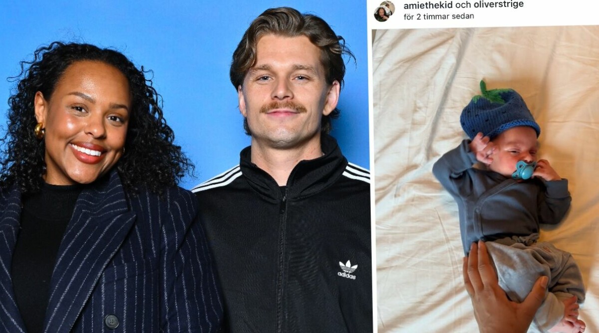 Amie Bramme Sey och Oliver Strige visar upp bebislyckan – avslöjar ovanliga namnvalet!