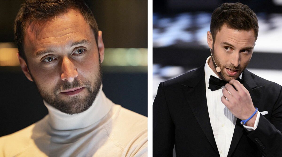 Måns Zelmerlöw stöttas av följarna efter tunga beskedet med julshowen