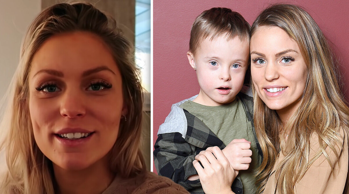 Julia Bergmans första familjebild på nyfödda dottern och sonen Milan