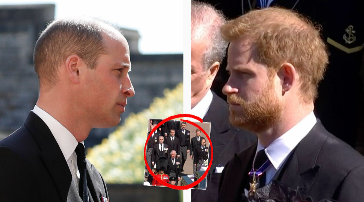 Prins William och prins Harry splittras under begravningen – bilderna visar