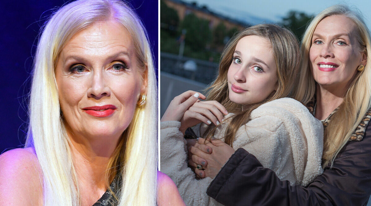 Gunilla Persson visar upp pappan Nils-Erik Persson