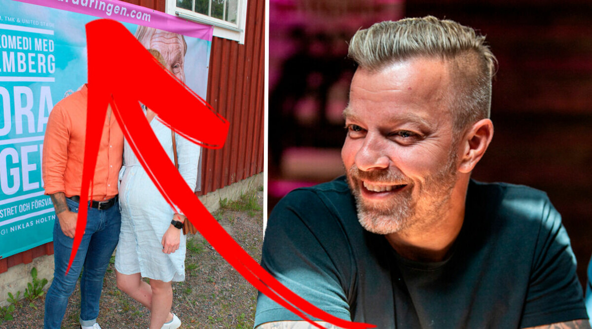 Casper Janebrinks första offentliga bild med Therese – visar gravidmagen