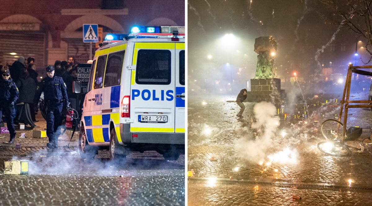 Poliser beskjutna av raketer – stökig nyårsnatt i delar av Sverige