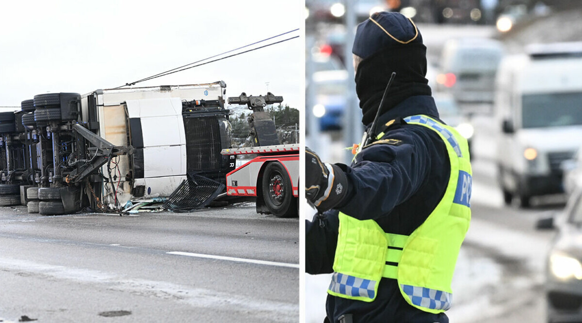 Stor lastbilsolycka orsakade totalstopp på E4 – köer till Arlanda