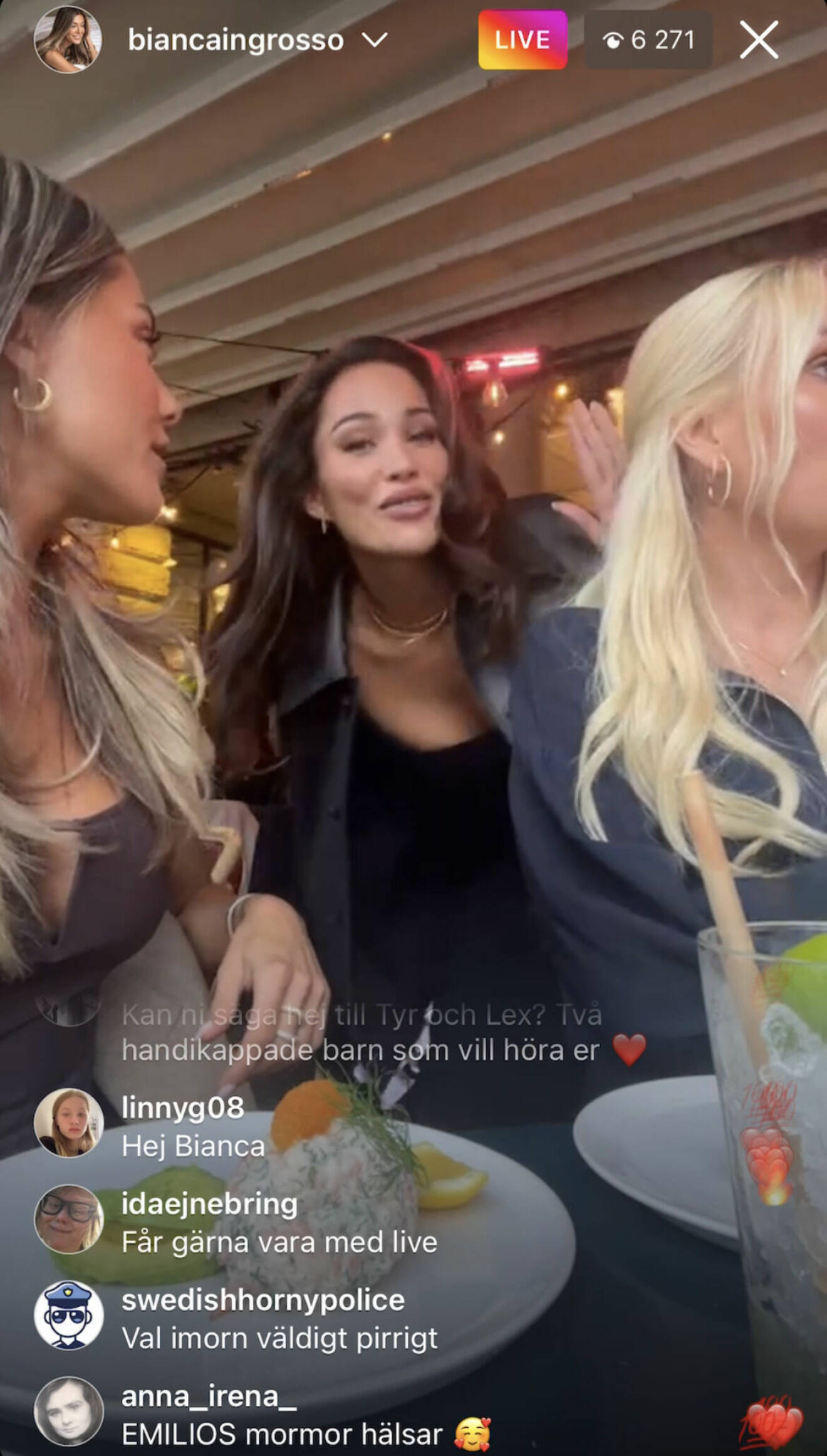 Bianca, Frøya och Melina pratade oblygt om sovarrangemang i Biancas Instagram live.