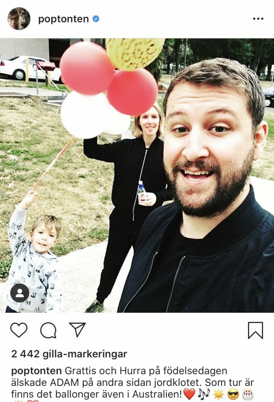 När Adam fyllde år passade pappa Niklas på att lägga upp en grattisbild på Instagram. Adam strömstedt