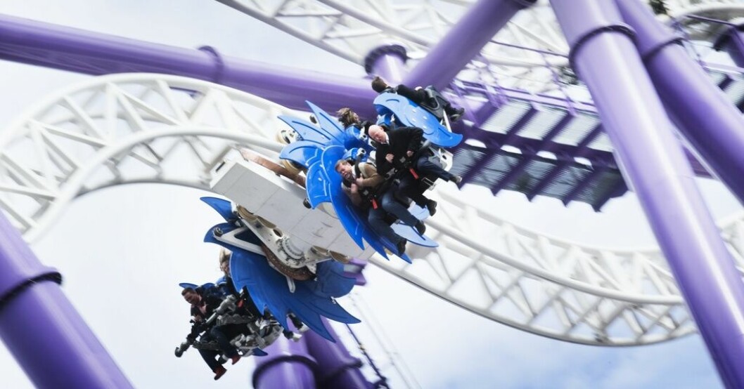 Åkattraktionen Insane på Gröna Lund. Fastnade på 17 meters höjd på Gröna Lund
