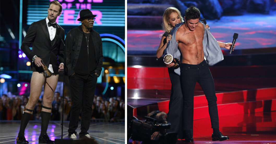 Alexander Skarsgård ville inte vara sämre än Zac Efron på MTV Awards... Alexander Skarsgård och Zac Efron