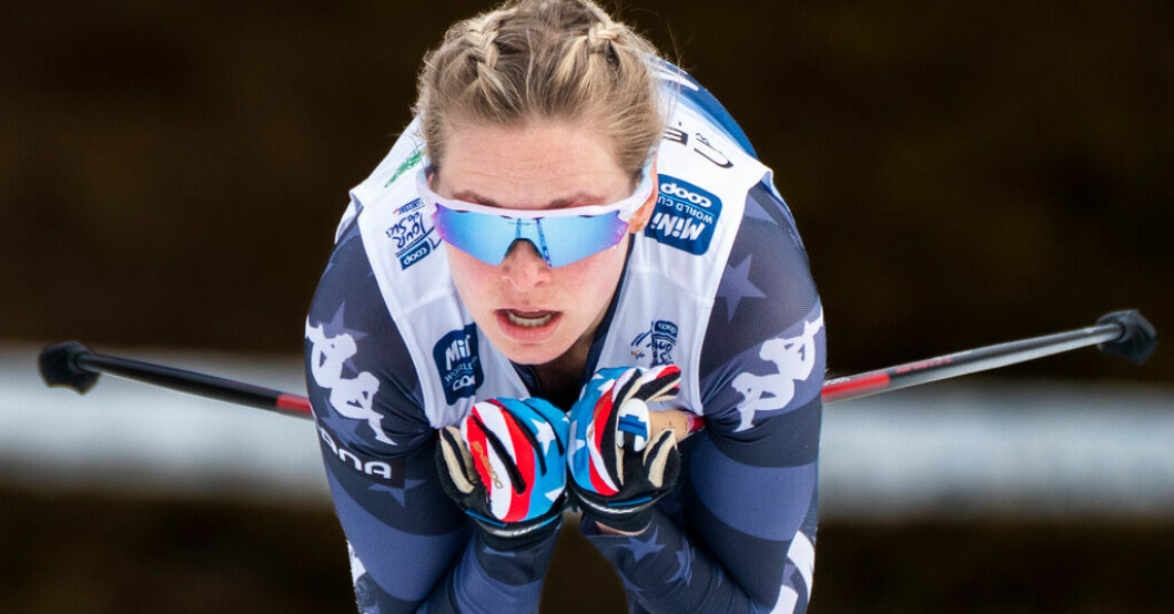 Amerikanska längdstjärnan Jessie Diggins under senaste Tour de Ski. Arkivbild. Klart: Skidvärldscupen tillbaka i USA