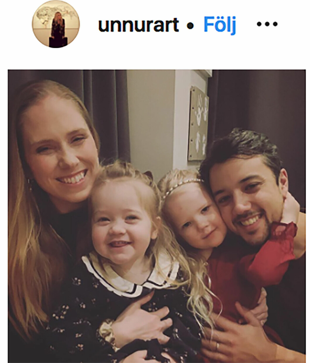 Amit med sin fru och två barn julen 2019. <strong>Foto: Instagram.</strong> Amit Paul från A-teens med sin fru Unnur Yrr Helgadottir och parets två barn.