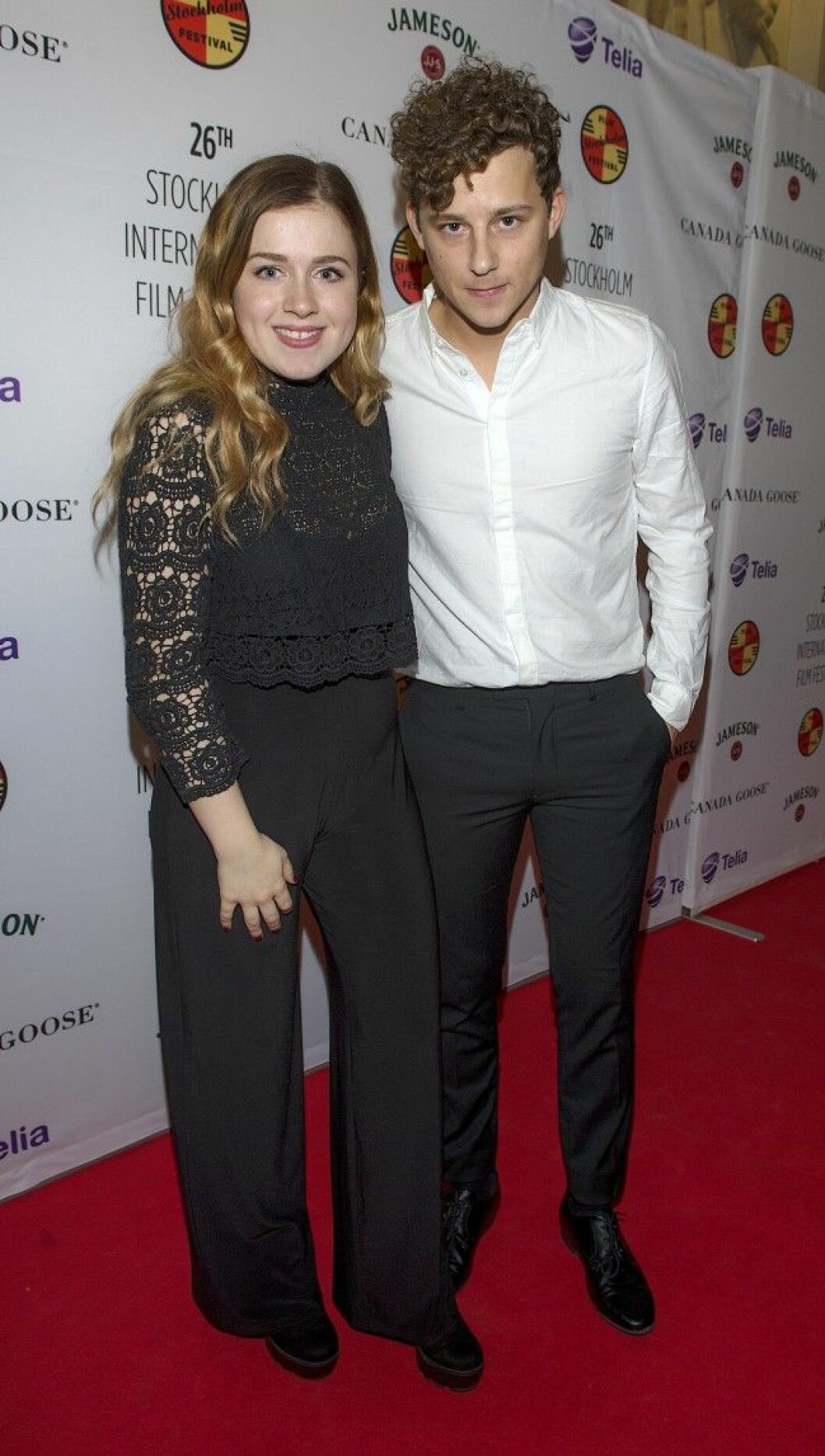 STOCKHOLM SWEDEN 15-11-10 Invigning av Stockholm Filmfestival 2015 på biograf Scandia Bilden Amy Deassimont och Charlie Gustafsson Foto ©Eero Hannukainen EEROBILD AB All Over Press