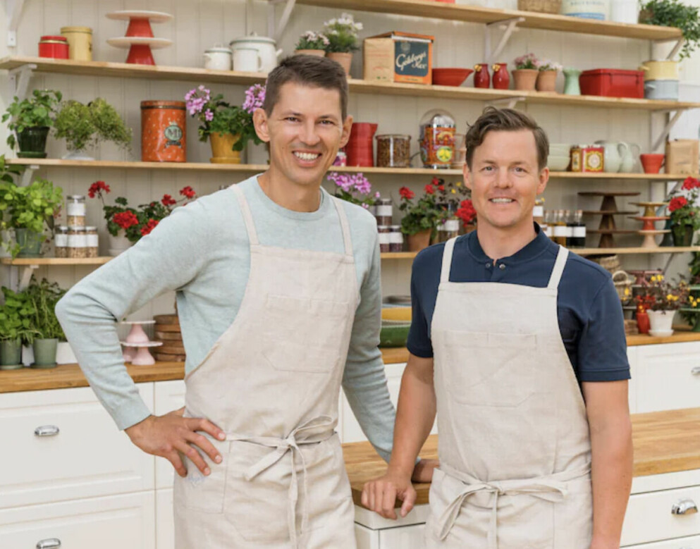 André Myhrer och Mattias Hargin. André Myhrer och Mattias Hargin i Hela kändis-Sverige bakar 2022
