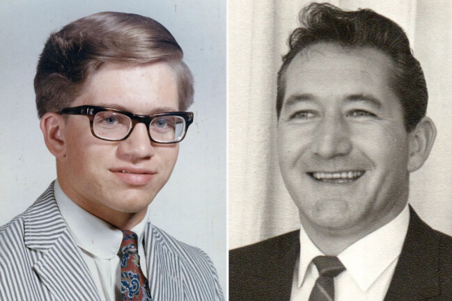 Andy Perkins till vänster och hans biologiska pappa till höger.