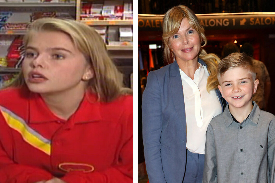 Anna Björk i Byhåla och med sonen Noel, 10 år, 2019. <strong>Foto: SVT & TT</strong> Anna Björk i Byhåla och med sonen Noel på filmpremiär.