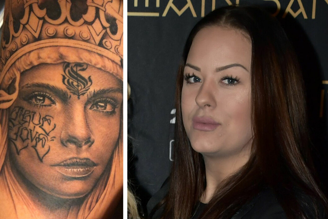 Annie Hysén. <strong>Foto: TT och Privat.</strong> Annie Hysén och hennes tatuering.