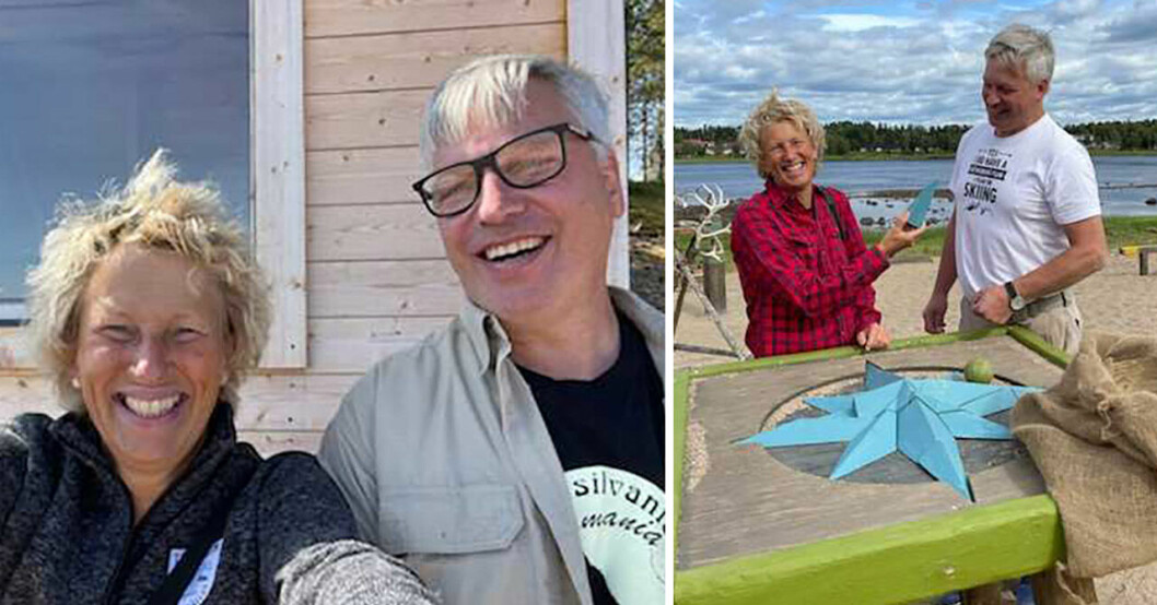 Annki tillbaka på inspelningsplatsen, tillsammans med maken Lars.