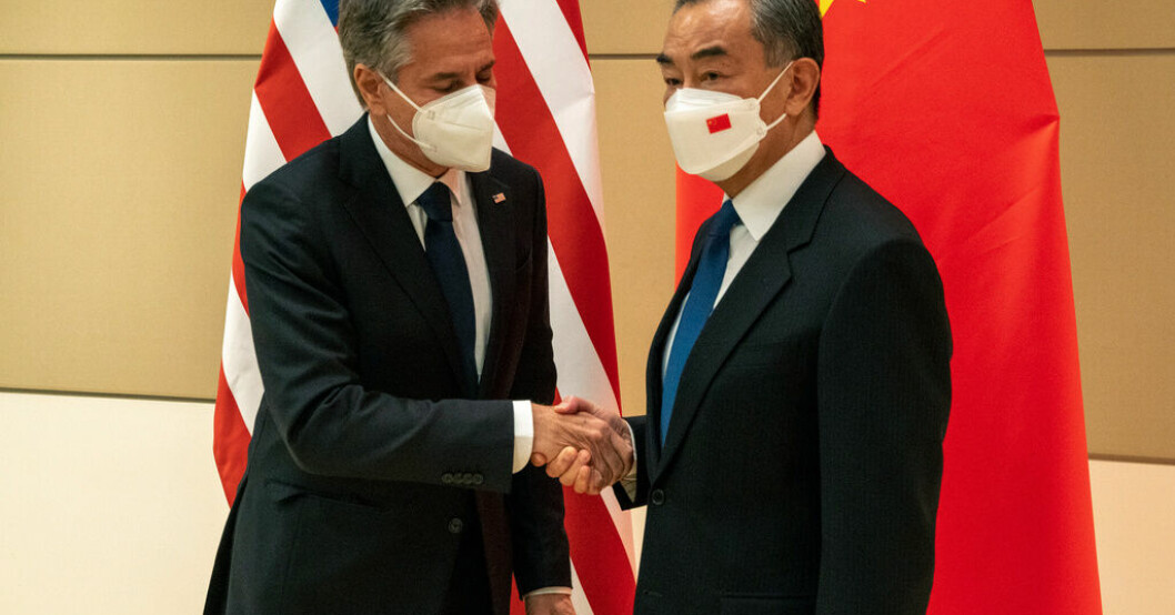 Antony Blinken och Wang Yi vid ett tidigare möte i FN:s generalförsamling i höstas. Arkivbild. USA och Kina möttes efter ballongkontroversen