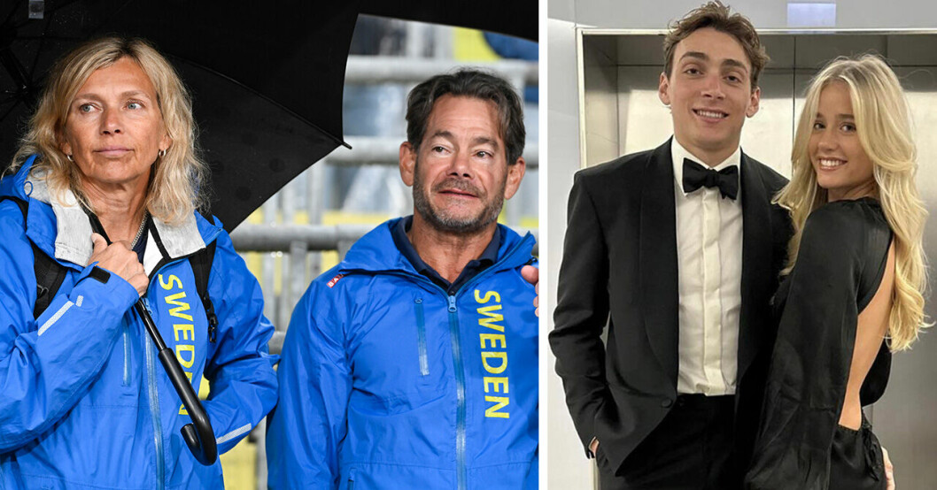 Helena och Greg Duplantis till vänster och Armand Duplantis och Desiré Ingalander till höger.