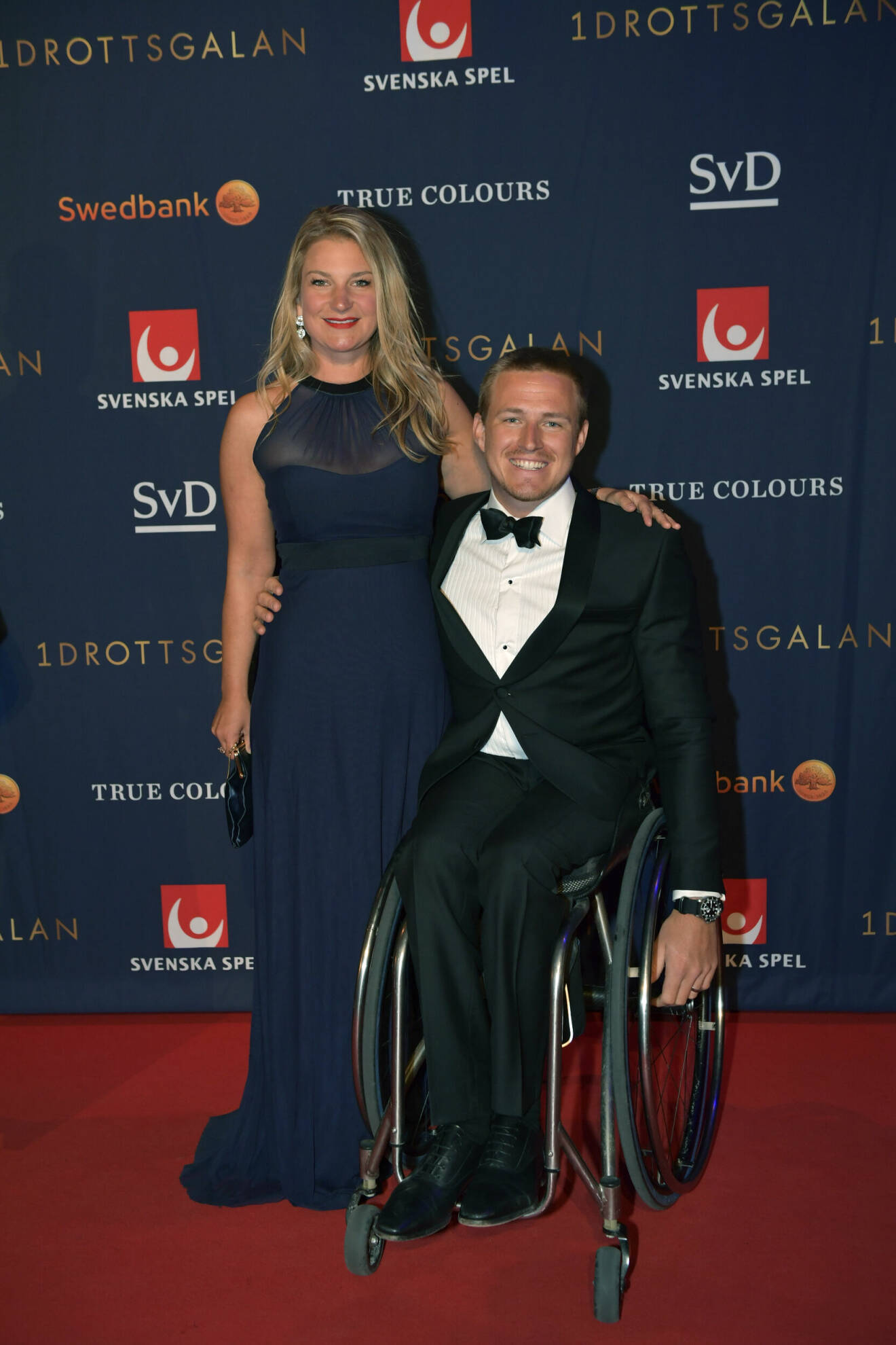 Aron Andersson med ex-hustrun Anja på röda mattan inför Idrottsgalan år 2018.