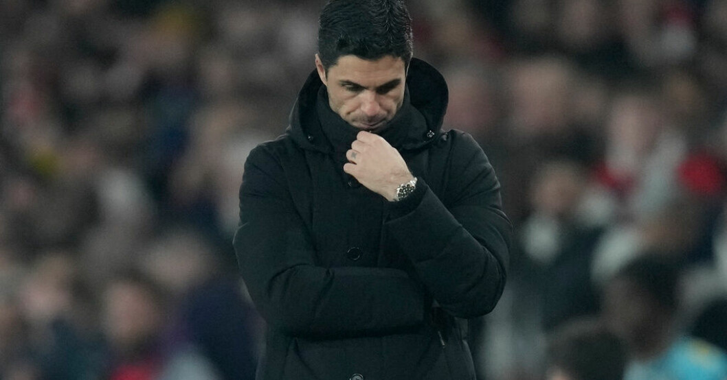 Arsenals manager Mikel Arteta. Arsenal räddade poäng – men fördel City i guldkampen