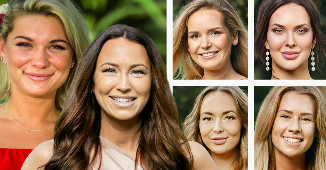 Patricia Hanjikova, Johanna Ohlsson, Amanda Koskela, Emmy Rönning, Isabella Englund och Hannah Forsdahl i Bachelor 2019.