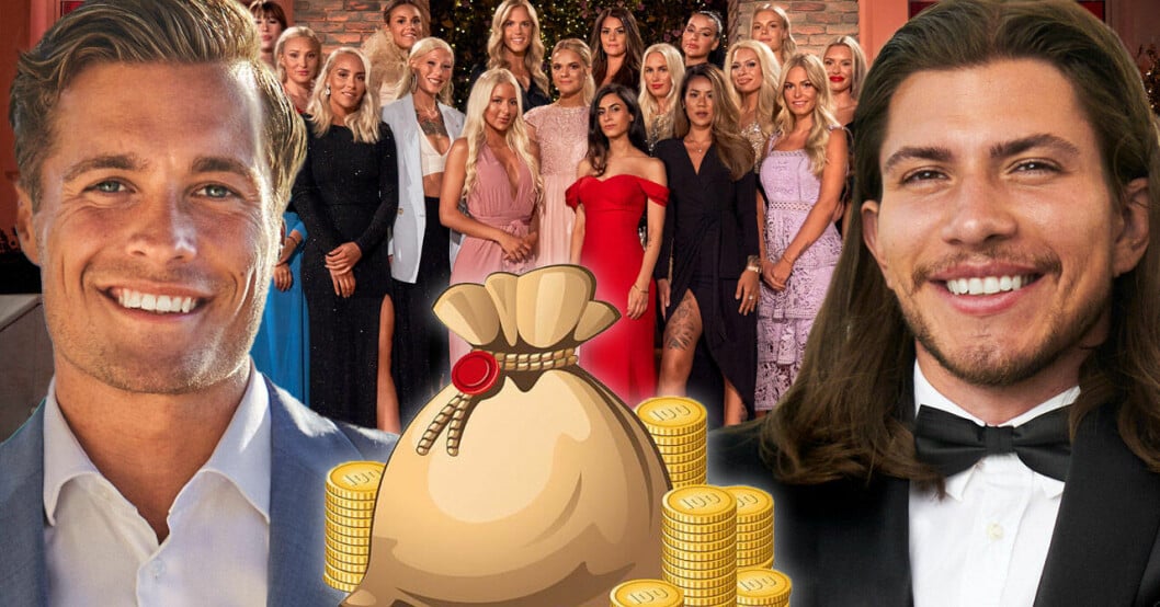Simon Lindström, Sebastian Martinsson och tjejerna i Bachelor 2021.