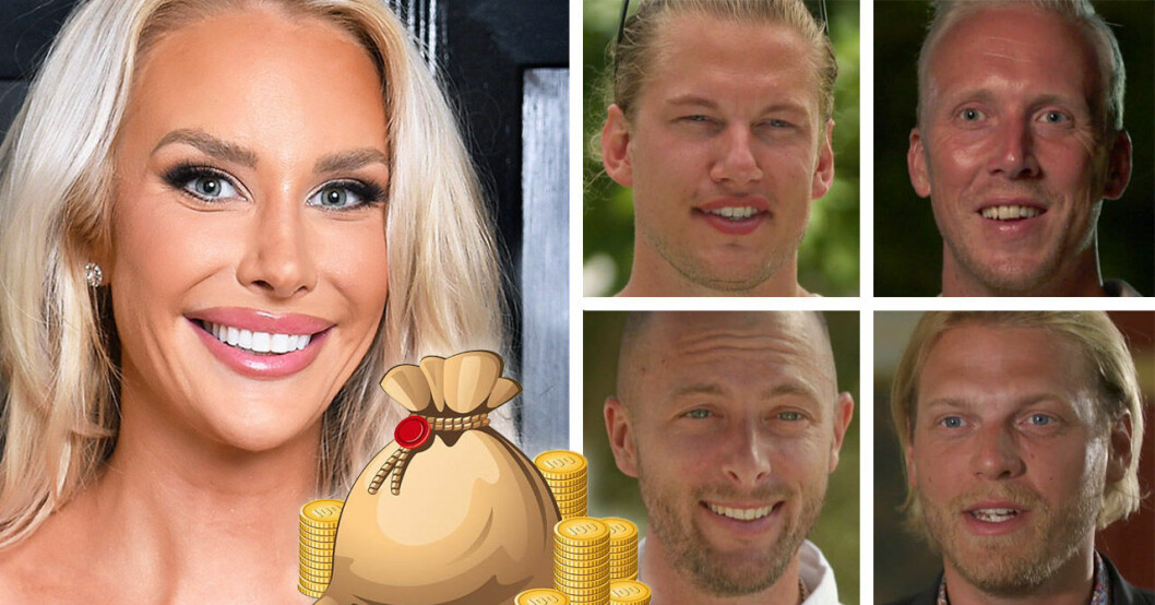 Julia Franzén, Felix Almsved, Jesper Guldbrandsen, Simon Carlén och Carl Bengtsson i Bachelorette 2021.