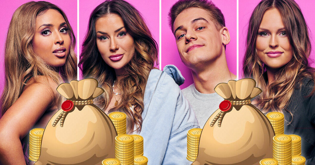 Nardos Alberto, Tanja Kallin, Simon Ejdertoft och Emelie Svensson i Big Brother 2021.