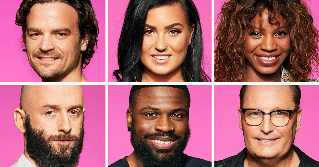 Martin Forstén, Antonia Anty Johnson, Isabel Pereira, Daniel Glasman, Alex Manzizila och Patrik Patzy Svensson i Big Brother 2020.