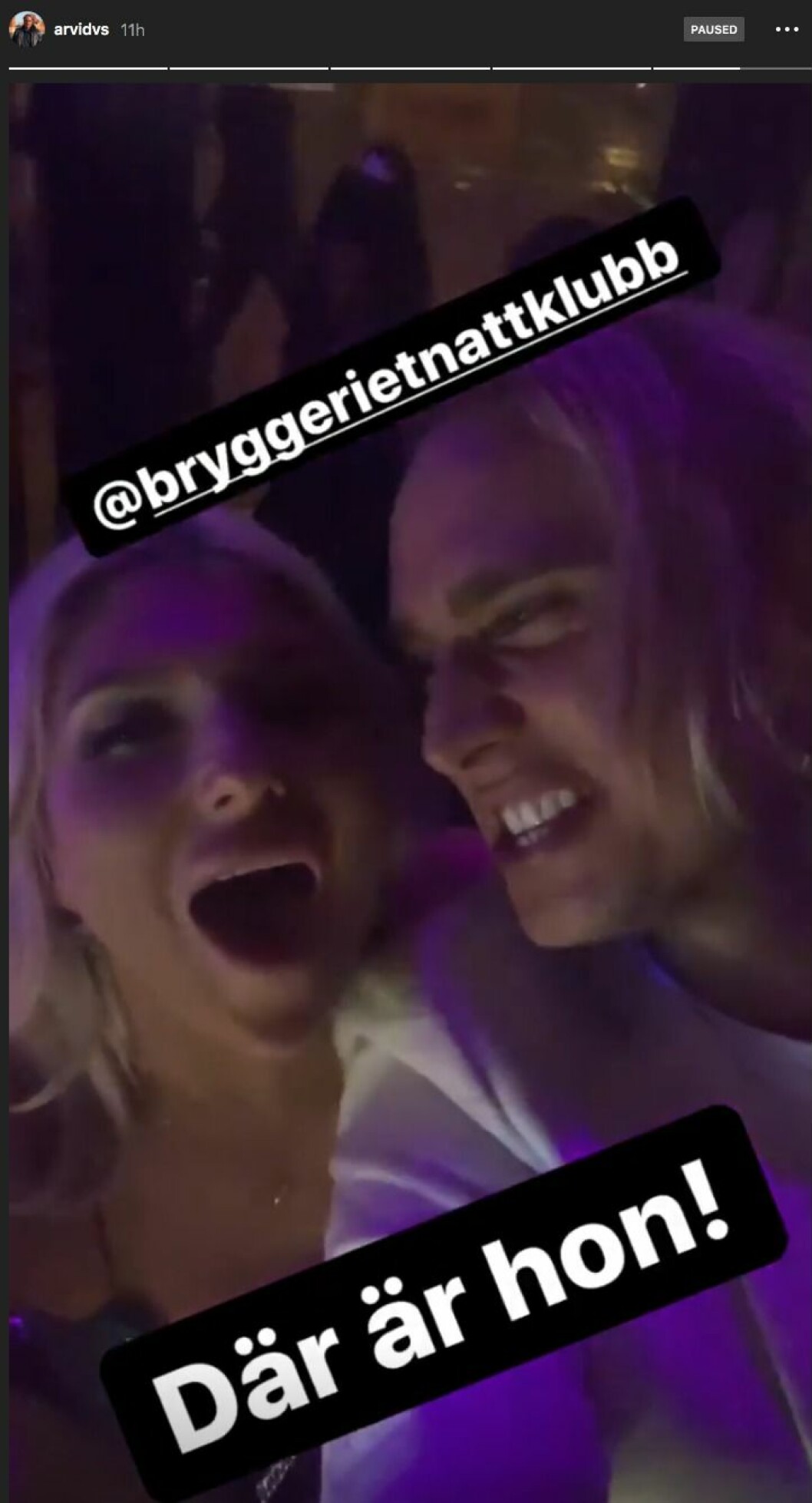 Bella och Arvid i samma video under festnatten. Gabriella ”Bella” Andersson och Arvid Stenbäcken.