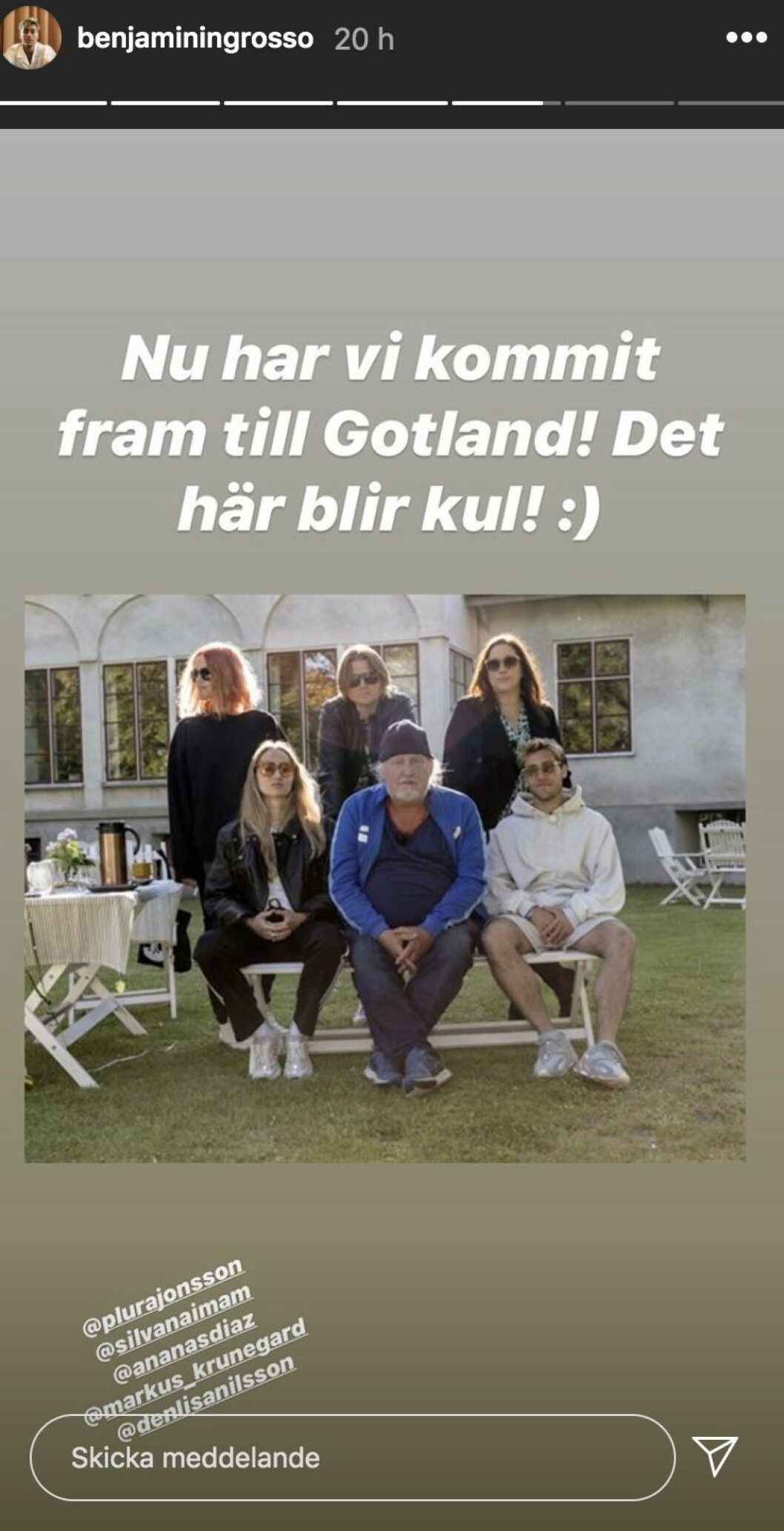 FOTO: Instagram Benjamin Ingrosso på Gotland och spelar in Så mycket bättre 2020