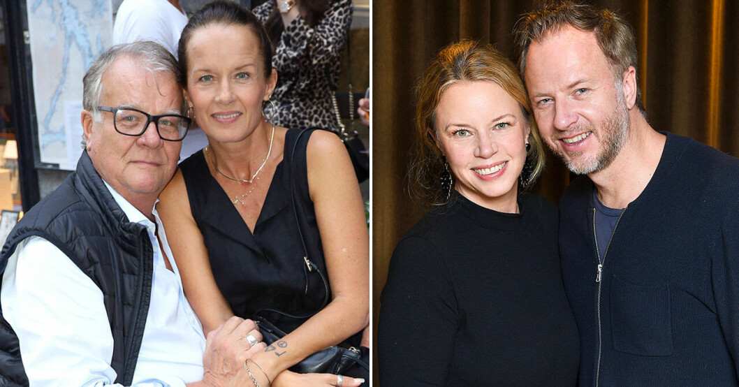 Lasse Berghagen med dottern Malin. Till höger Lasses andra dotter Maria, med sin make Olof.