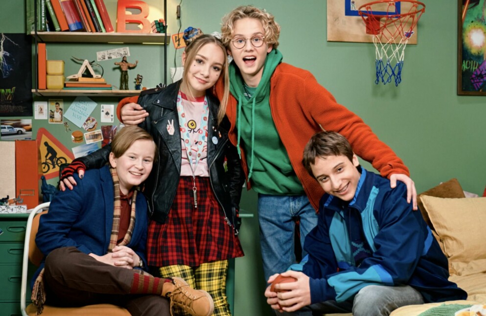 Lill-Erik (Arvid Bergelv), Thora (Lily Wahlsteen), Bert (Adrian Macéus) och Åke (Samy Karlsson Fariat).
