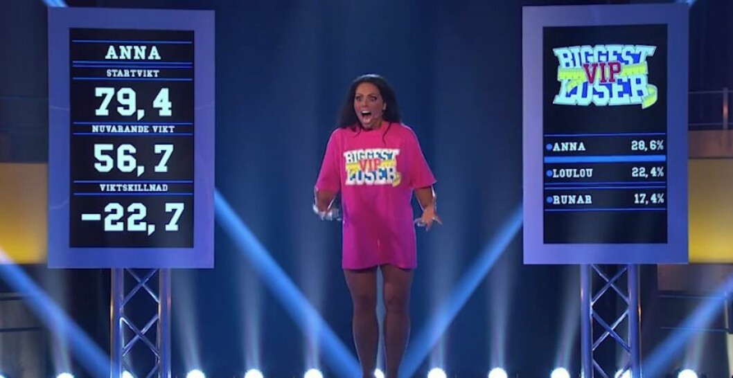 Det stormade kring Anna Book både under och efter inspelningen av Biggest loser VIP. <em><strong>Foto: TV4</strong></em> Det stormade kring Anna Book både under och efter inspelningen av Biggest loser VIP.